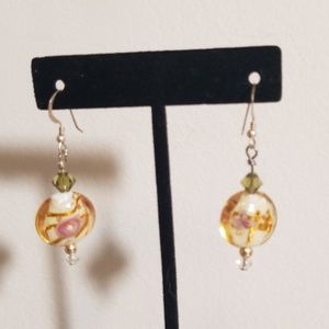 .925 Sterling Silver Glass Bead Earrings